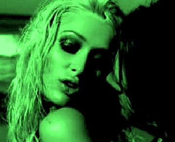 Paris Hilton in the Stars Are Blind video, tinted green to resemble her sex tape.